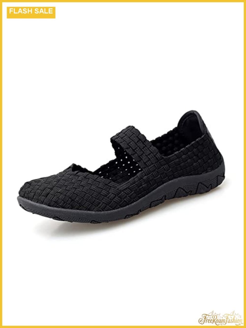 Women's Mary Jane Sneakers Woven Elastic Flats Lightweight Walking Shoes